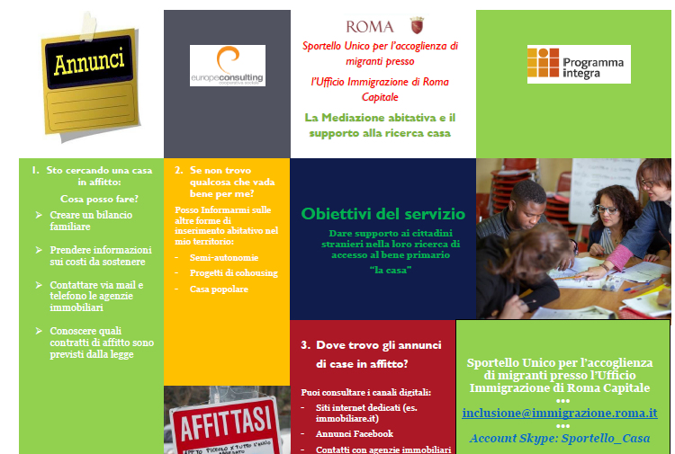 Sportello Casa online: mediazione abitativa e supporto alla ricerca casa per cittadini migranti e rifugiati