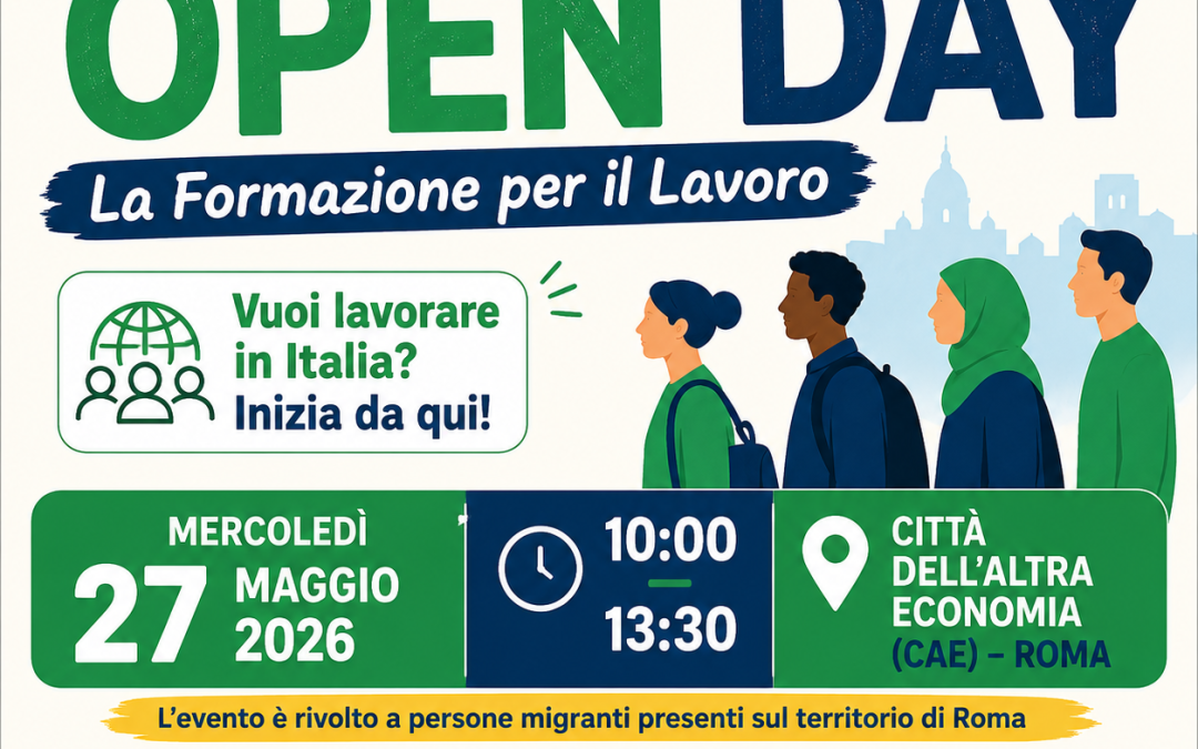 Roma, il 27 maggio l’OPEN DAY “La Formazione per il Lavoro” promosso dalla Rete Accoglienza Integrata